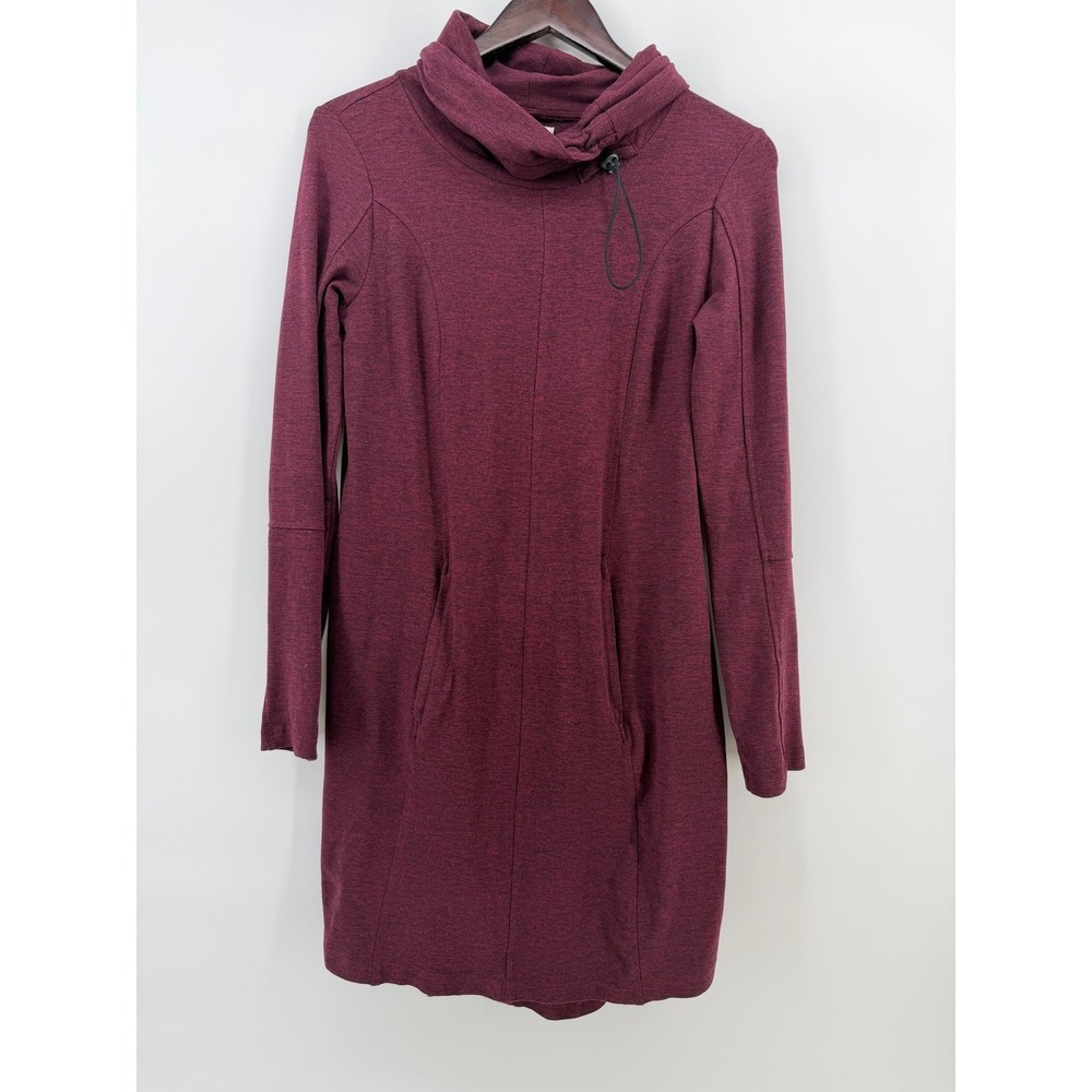 Maurices Womens Burgundy Heathered Cowl Neck Pockets Sweater Dress Small